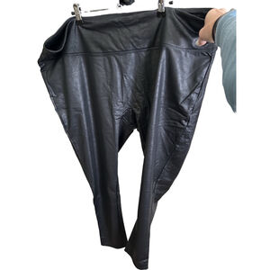 New Women's All Worthy by Hunter McGrady Faux Leather Leggings Size 3X Black